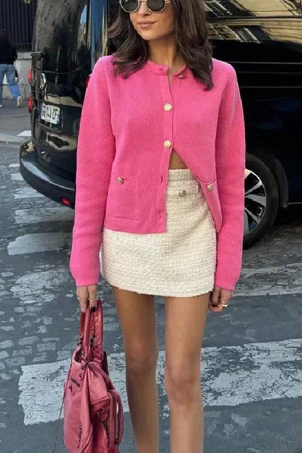 Golden Button Knit Cardigan