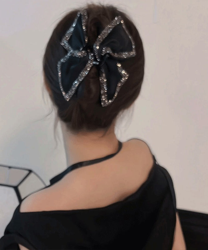 Black Zircon Bow Shark Clamp Hairpin