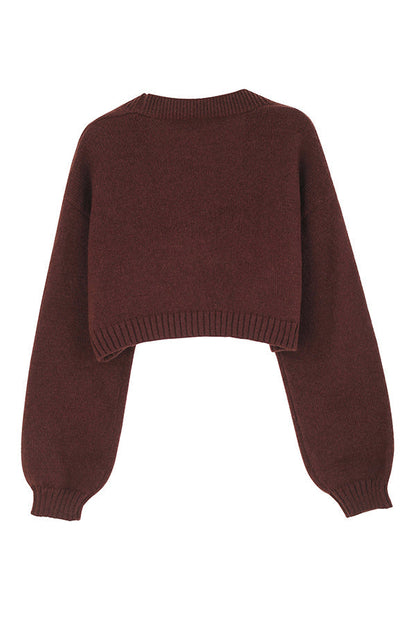 Fashionable Cookie Man Pattern Short Knitted Cardigan