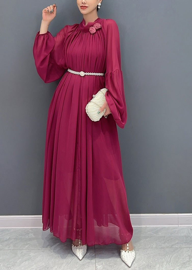 New Black Wrinkled Loose Chiffon Long Dress Fall Ao1060