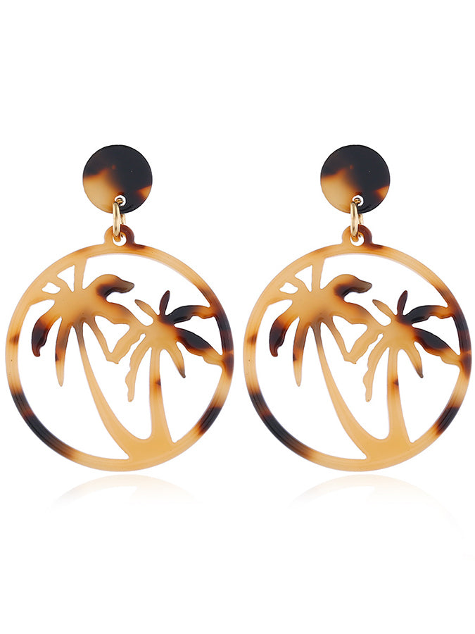 Coconut Tree Leopard Print Beach Earrings