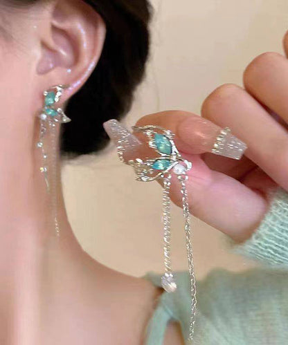 Light Butterfly Tassel French Earrings