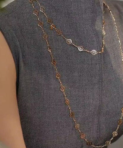 Gold Copper Overgild Hollow Out Carving Necklace