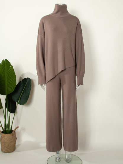 Knitted Long Sleeves Sweater and Pants Two Pieces Sets