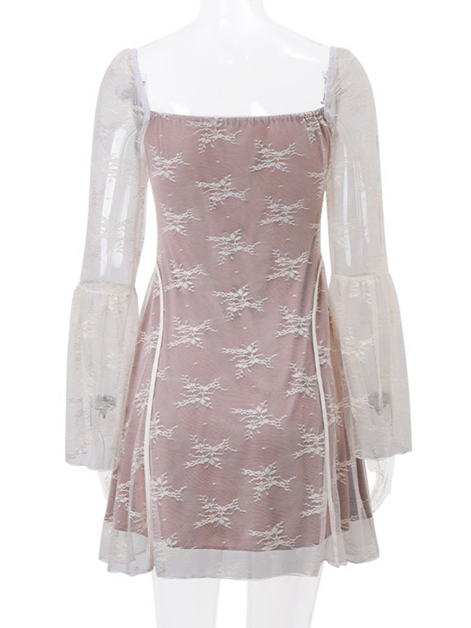 Lace Long Sleeves Mini Dress