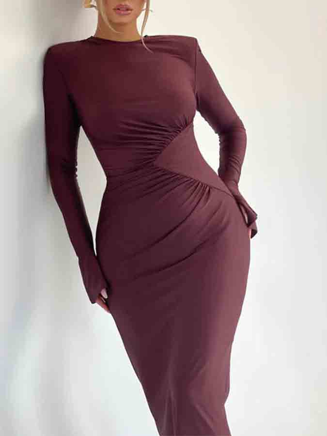 Long Sleeves Slim Maxi Dress