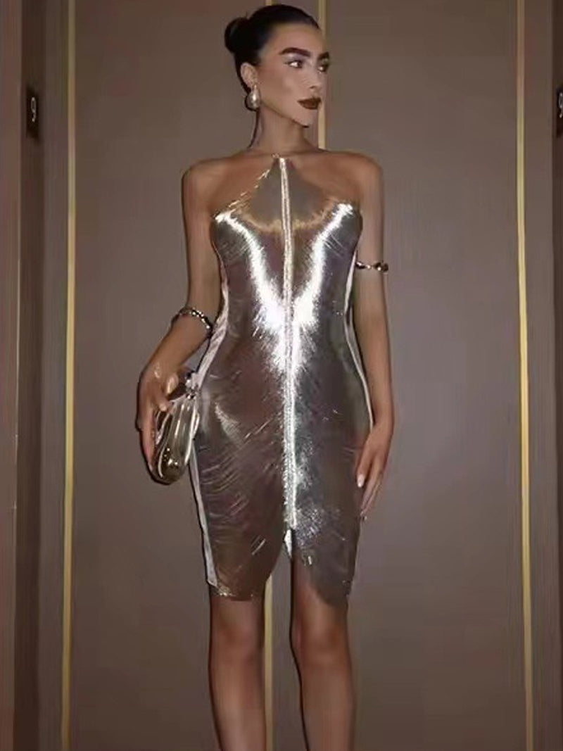 Halter Neck Fringed Resort Party Mini Dress