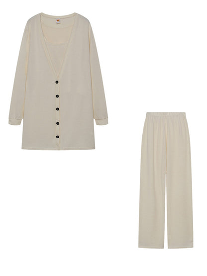Knitted Cardigan and Vest and Pants Three Pieces Sets