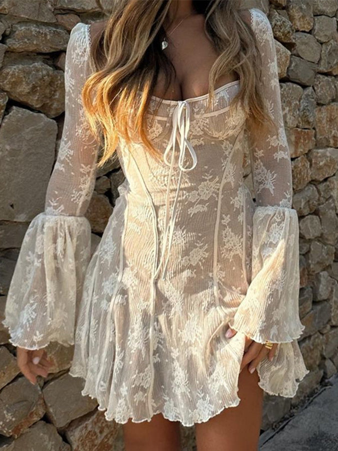 Lace Long Sleeves Mini Dress