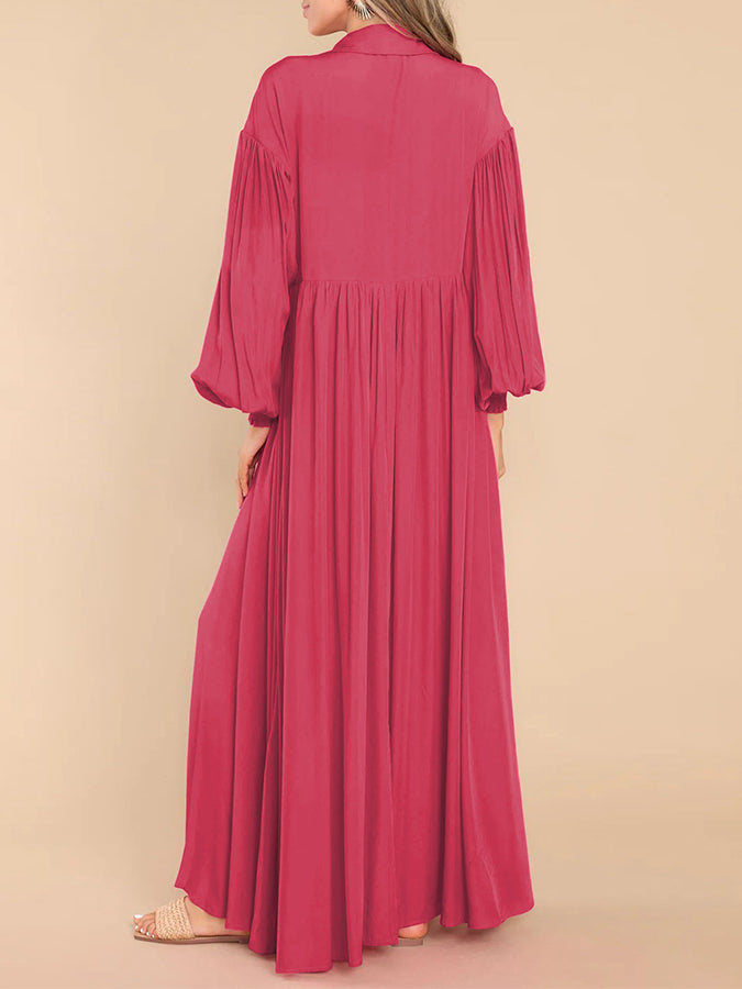 Long Sleeves Buttoned Shirt Maxi Dress