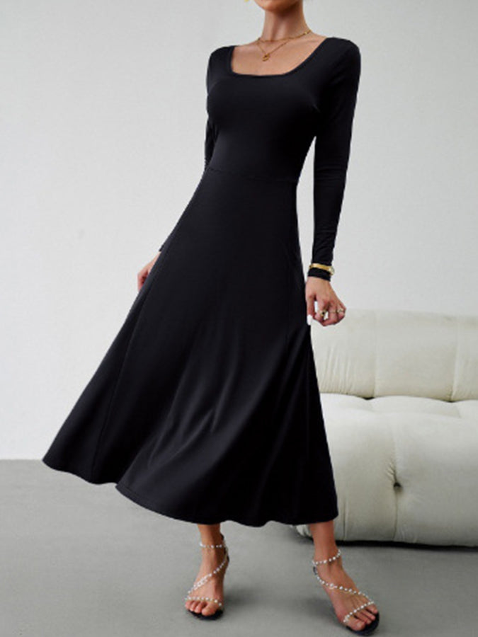 Long Sleeves Round Neck Maxi Dress