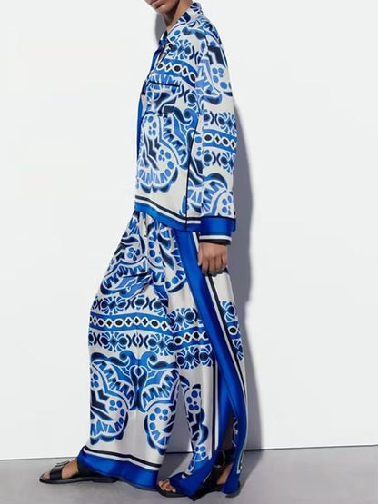Long Sleeves Blouses and Pants Set