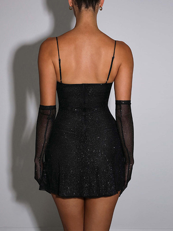 Sequin Strap Slim Mini Dress