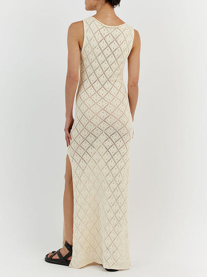 Knitted Slit Holiday Beach Maxi Dress