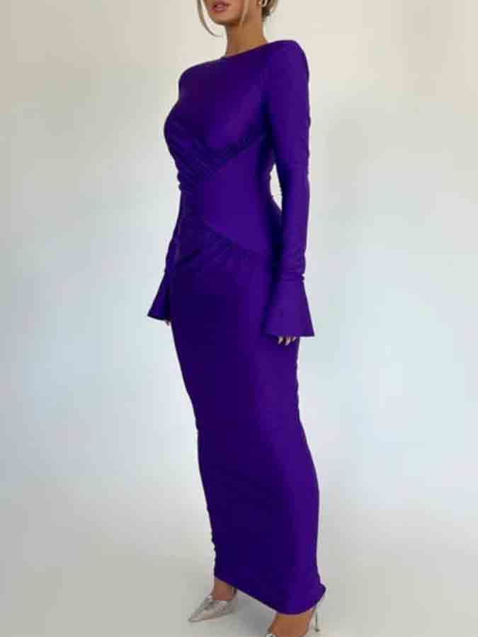 Long Sleeves Slim Maxi Dress