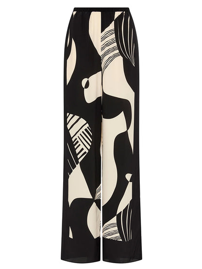 Long Sleeves Printed Blouse and Pants Sets