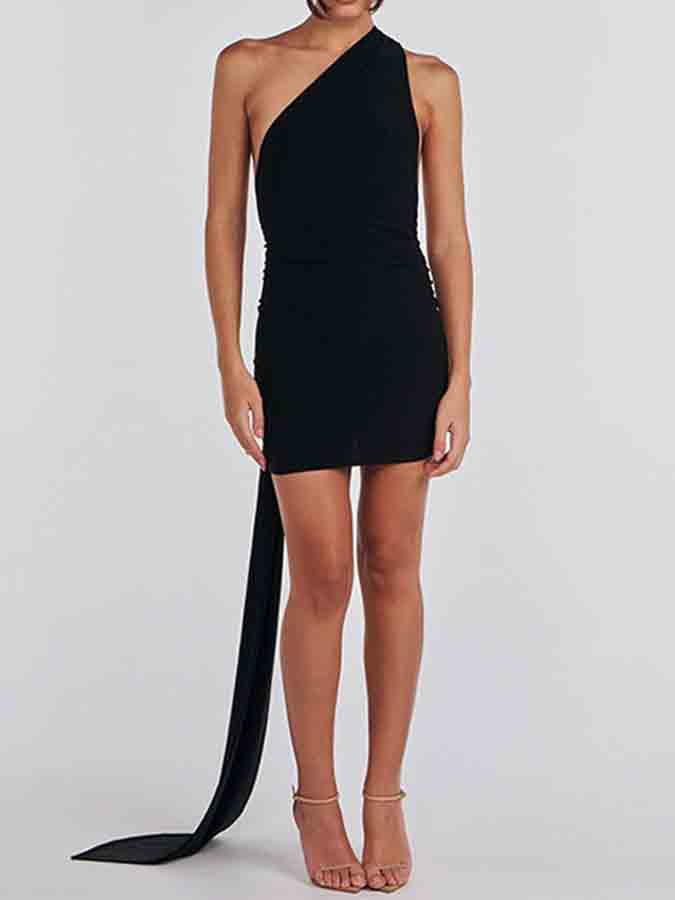 Backless Halter Backless Pleated Mini Dress