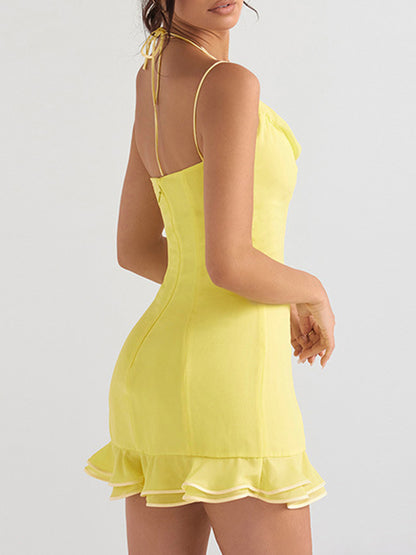 Strap Flounce Mini Dress