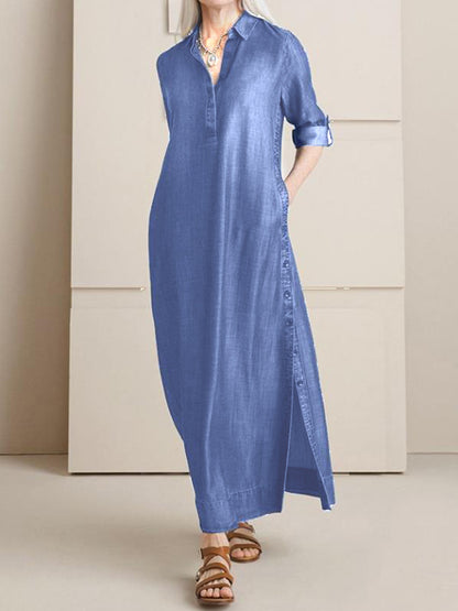Denim Shirt Maxi Dress