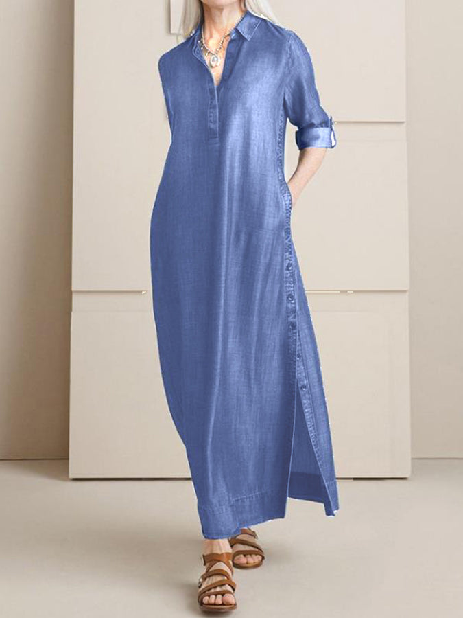 Denim Shirt Maxi Dress