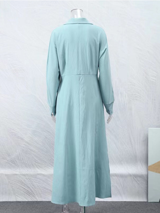 Long Sleeves Buttoned Shirt Maxi Dress