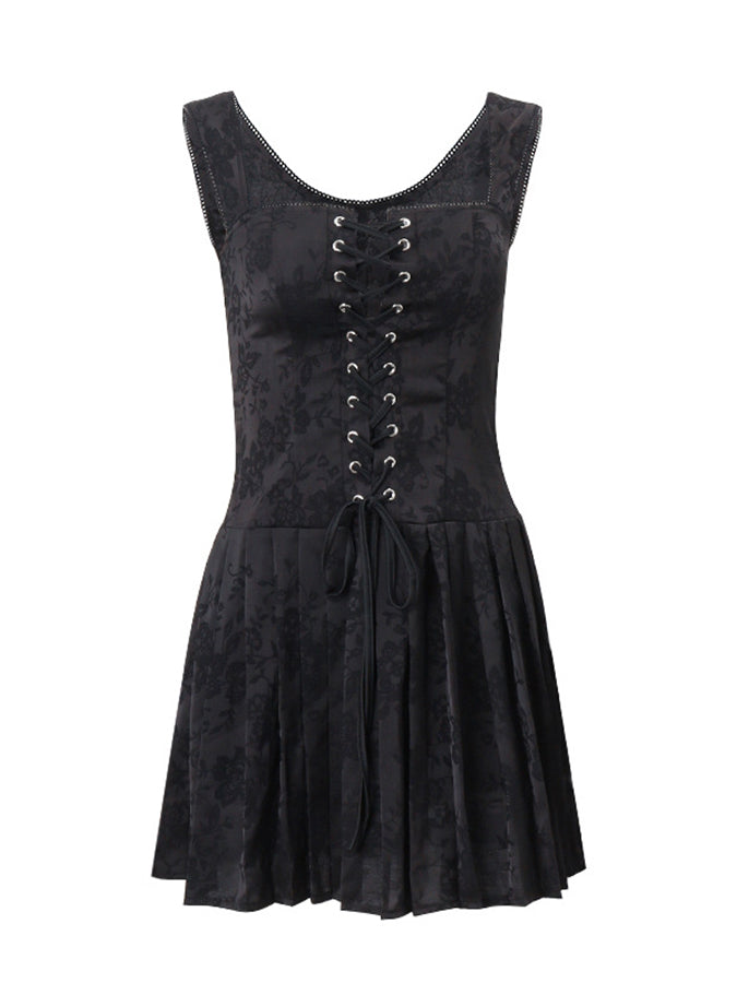Retro Low-cut Suspender Pleated Party Mini Dress