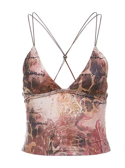 Backless Halter Printed Slim Maxi Dress