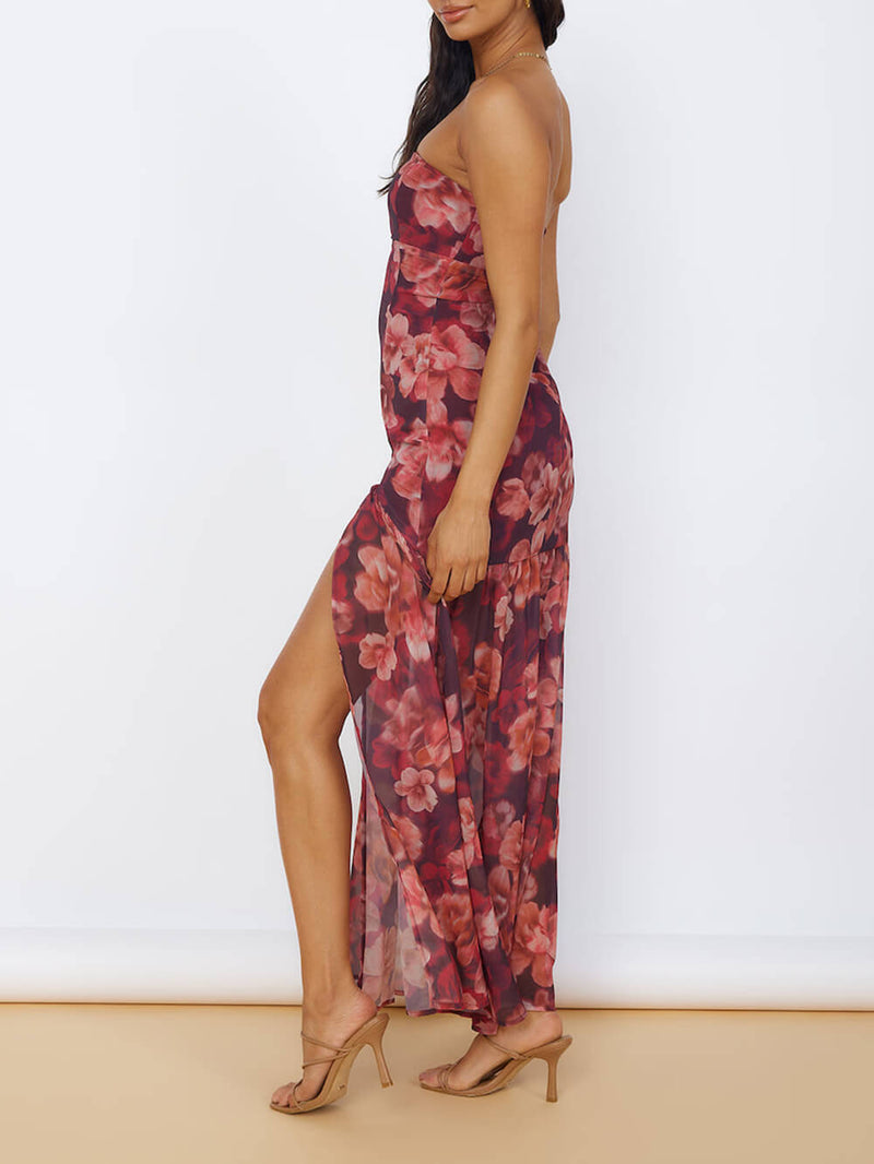 Bandeau Slit Maxi Dress