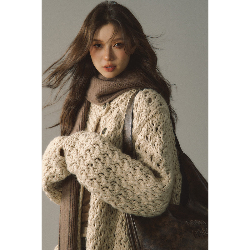 Metallic Knit Cardigan in Oatmeal