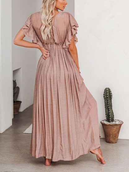 Button Cotton Linen Perfect Beach Maxi Dress
