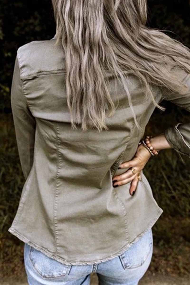 Long Sleeve Color Blouse(4 Colors)
