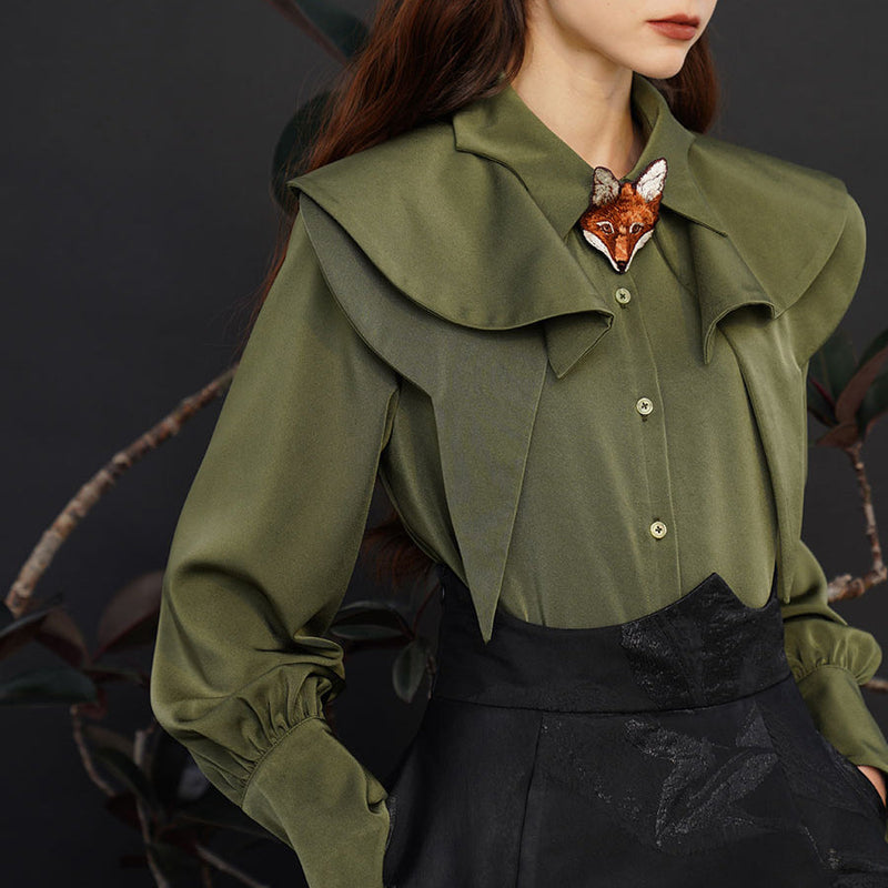 Fox Charm Ruffle Blouse
