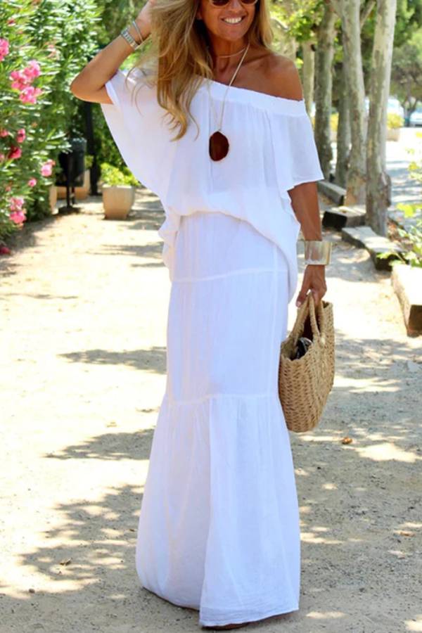 Off Shoulder Beach Maxi Dress