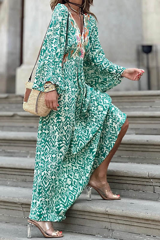 Summer V-neck Midi Dress
