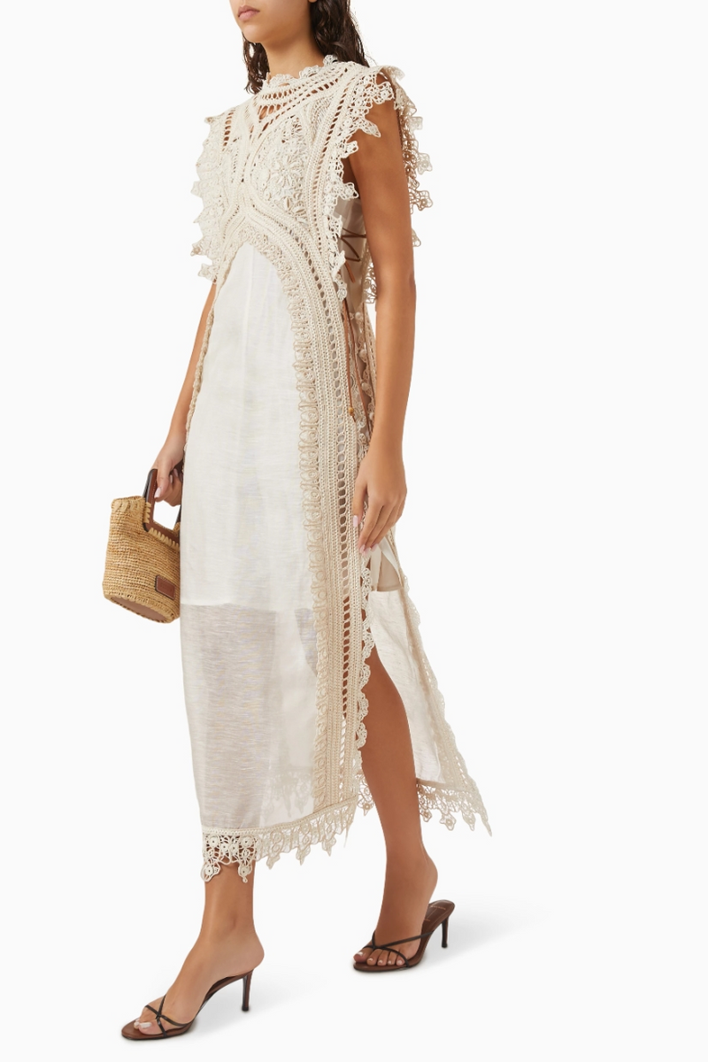 Woven Hollow Organza Maxi Dress