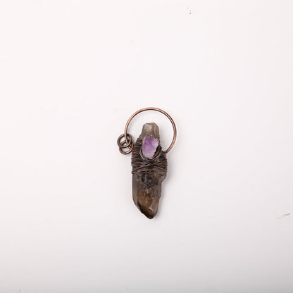 2-inch Amethyst Smoky Quartz Pendant for Spiritual Healing