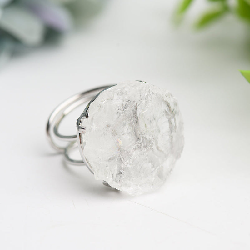 2-inch Mixed Raw Stone Healing Ring for Spiritual Balance
