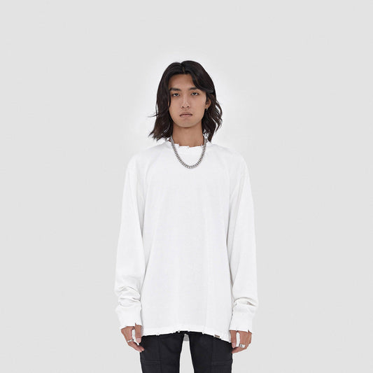 Distressed Edges Long Sleeve Sweatshirt