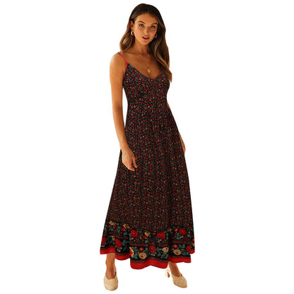 Summer V Neck Print Bohemia Long Dress