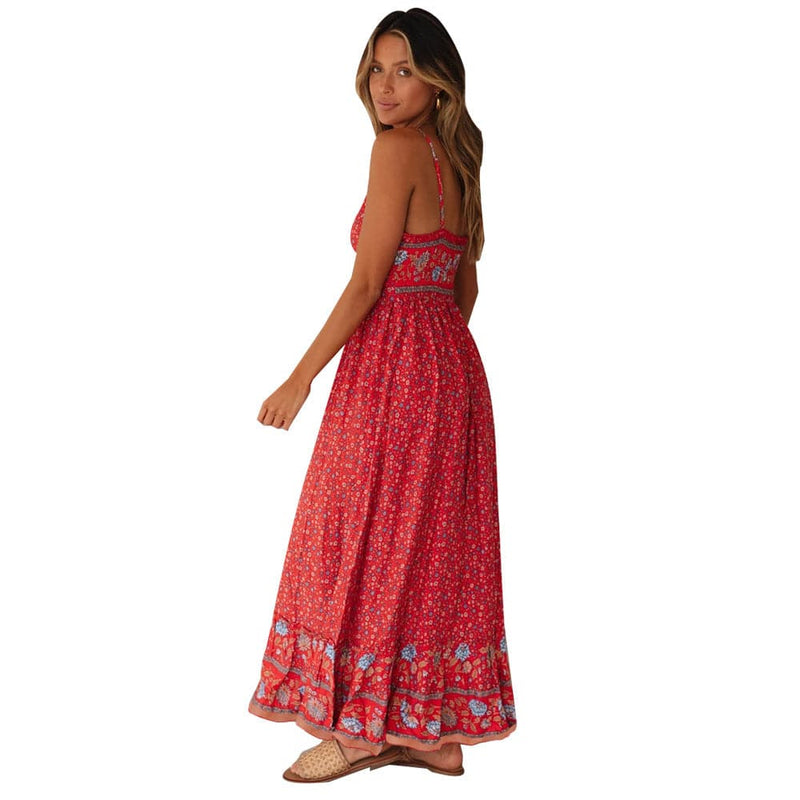Summer V Neck Print Bohemia Long Dress