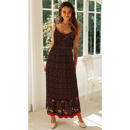 Summer V Neck Print Bohemia Long Dress