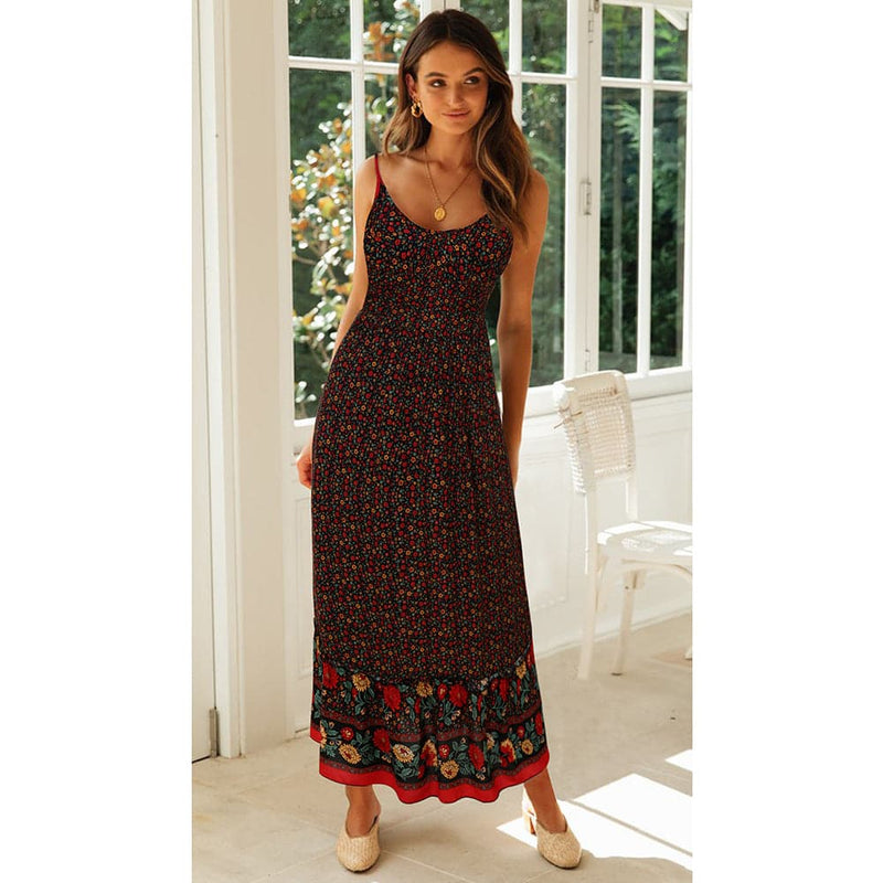 Summer V Neck Print Bohemia Long Dress