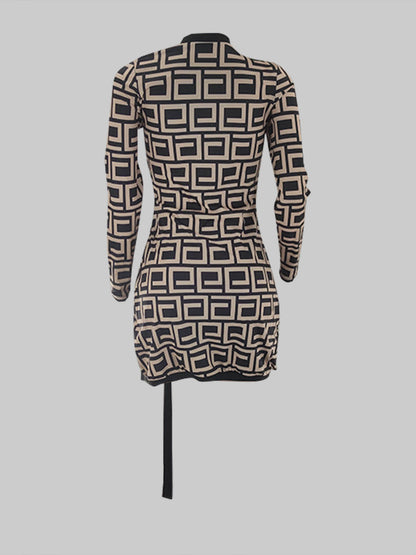 Sxy Geometric Print Bandage Design Blouse Ar5062