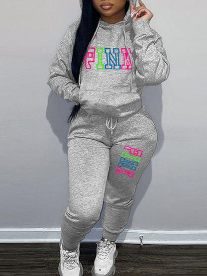 Pink Letter Print Pants Set Ar5057