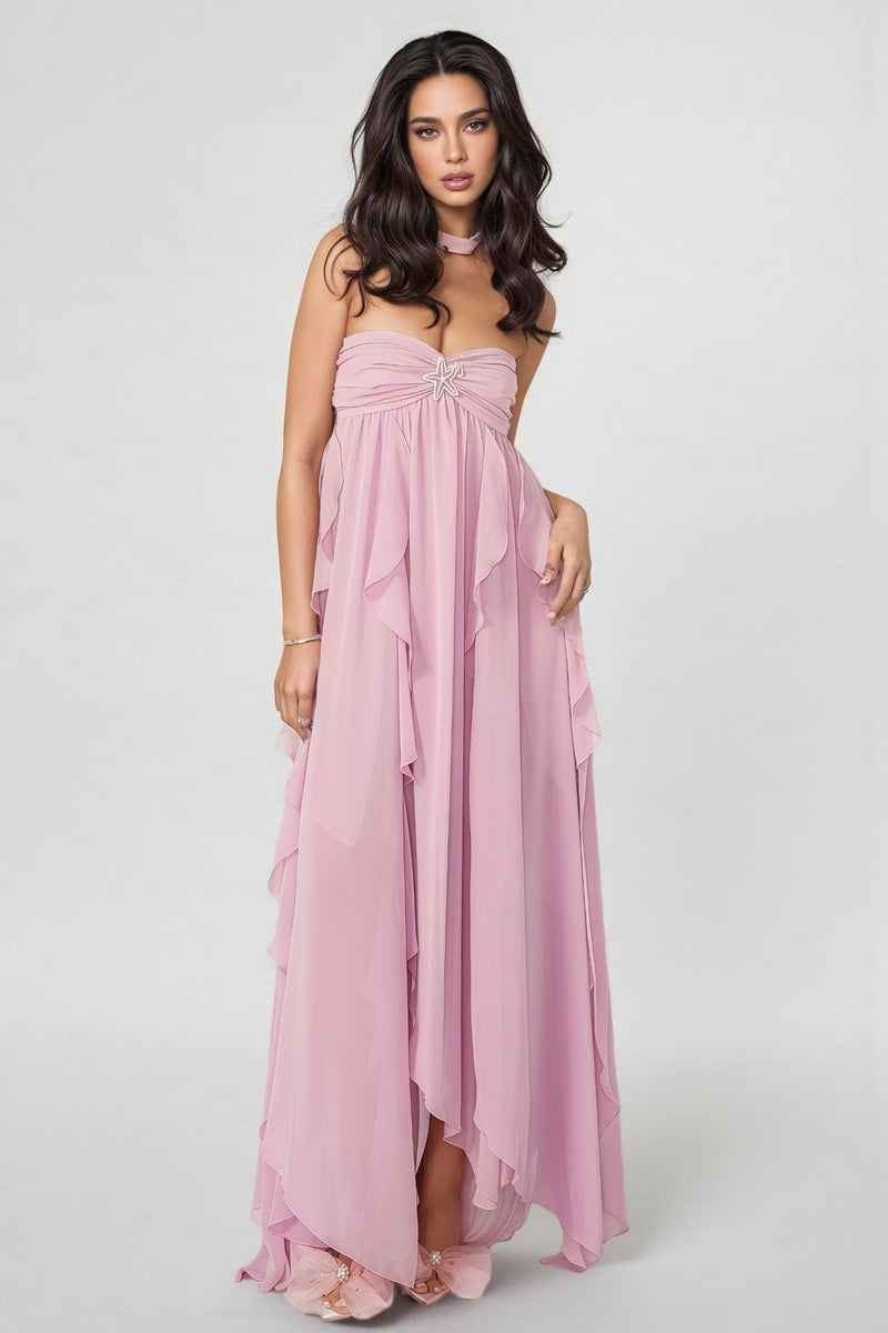 Purple Irregular Ruffled Maxi Dress