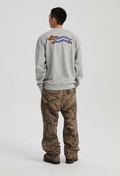 Playful Dachshund Running Printed Sweatshirt