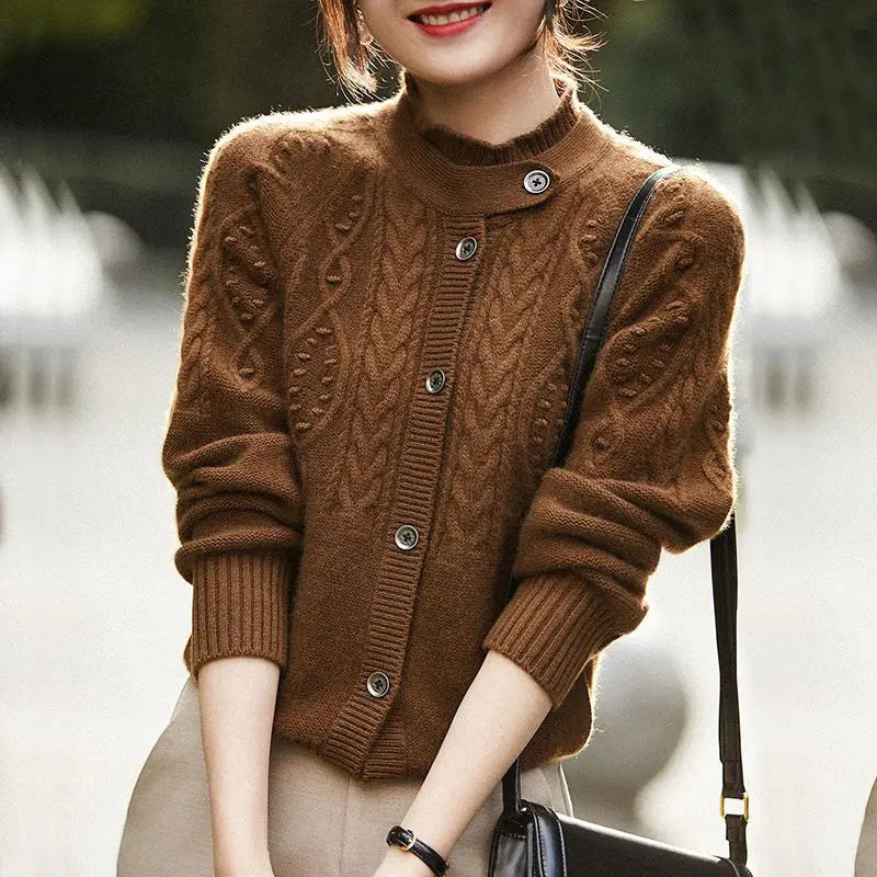 Autumn Winter High Slim Long Sleeve Cardigan