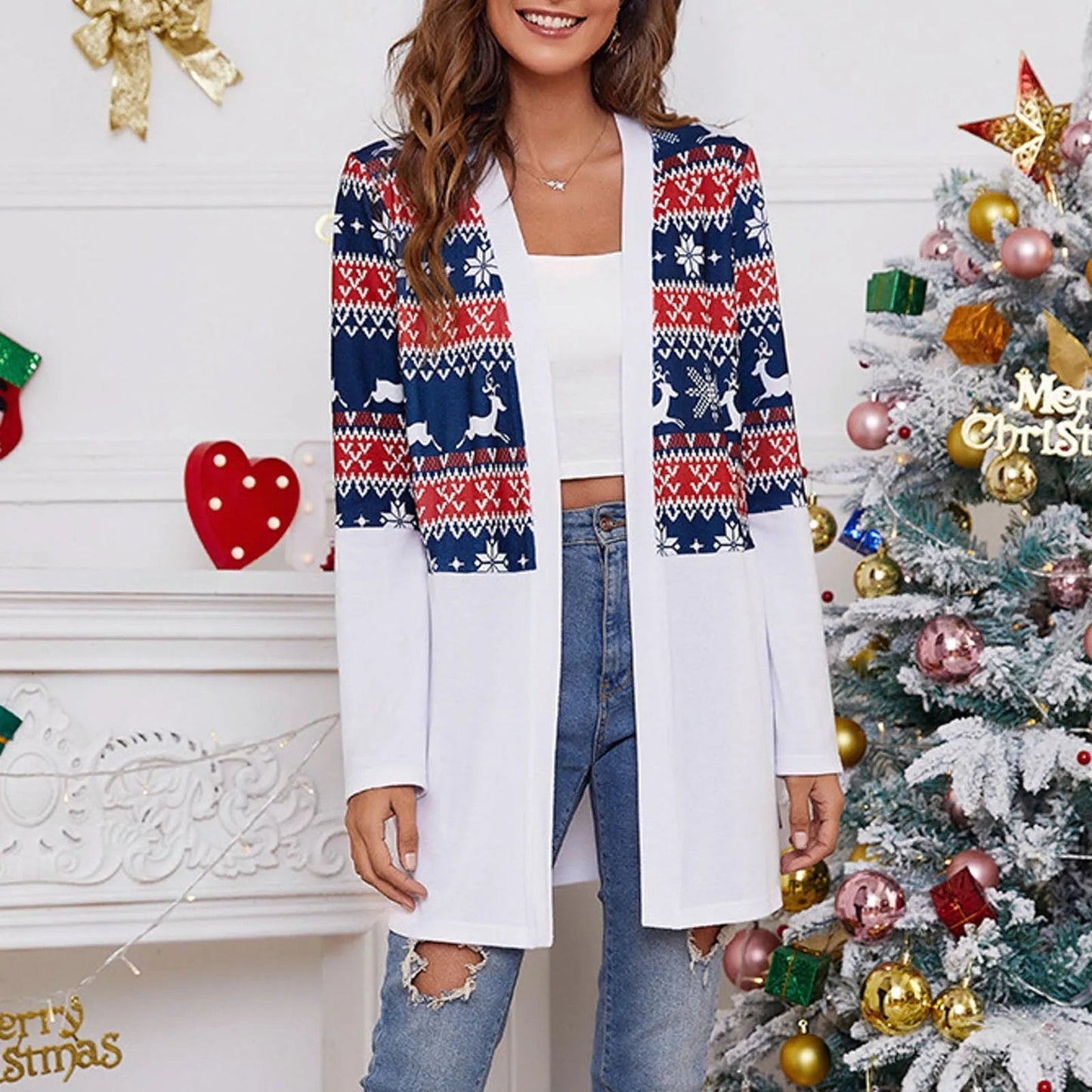 New Year Long Sleeve Cardigan Christmas Sweater