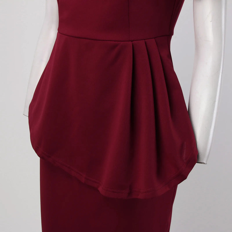 Party Prom Bow O Neck Short Sleeve Slim Midi Dress