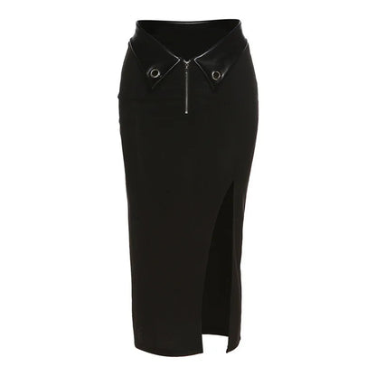 New Black Irregular Summer Charm Split Long Slim Party Bodycon Skirt